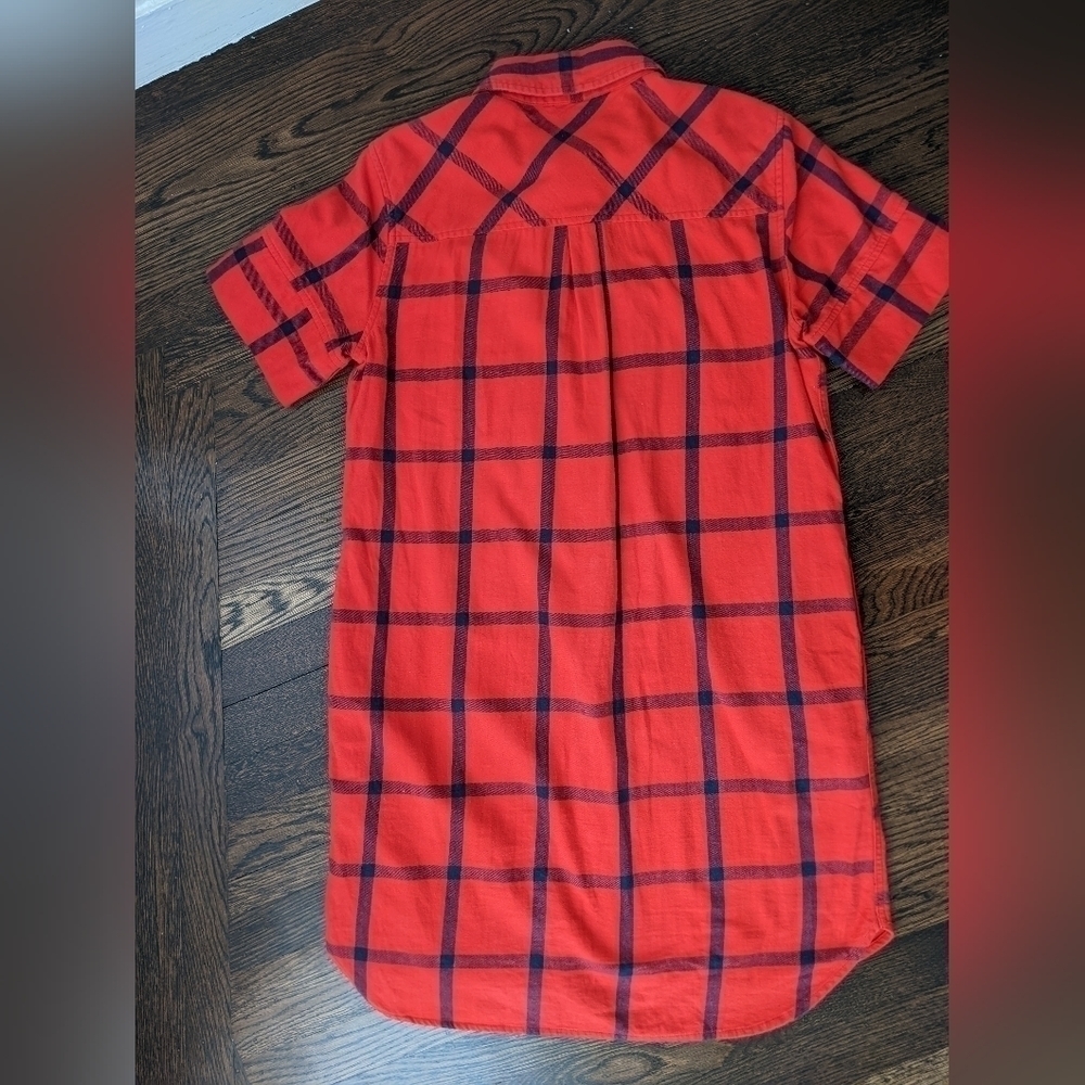 Topo Designs Red Flannel Shirt Dress Size Small - Picture 3 of 11